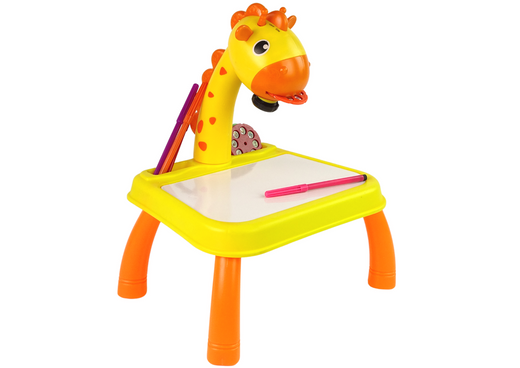 DINOSAUR TABLE WITH PROJECTOR FOR DRAWING + ACCESSORIES YELLOW COLOUR