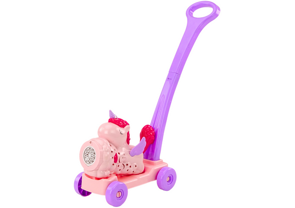 Seifenblasen-Maschinenfahrt auf Einhorn-Lichtern klingt rosa