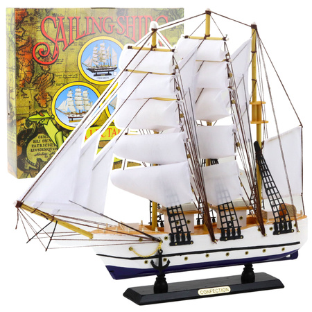 Sammlerstück Deko-Modell Segelschiff Fregatte Weiß 49x43cm