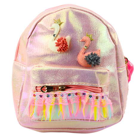 Children's Backpack Swans Lace Decorations Pink 22cm 2.8L