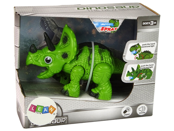 Interactive Dinosaur Triceratops Steam Water Sound Green