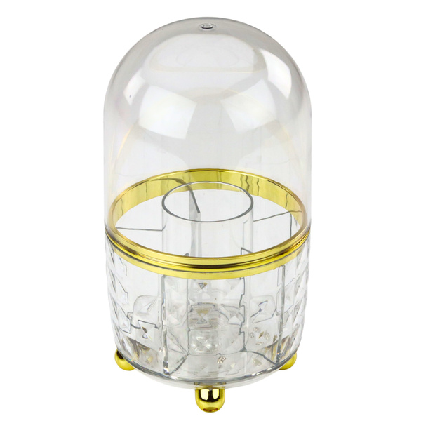 360° Rotating Organizer for Brushes and Cosmetics with Cover, Transparent