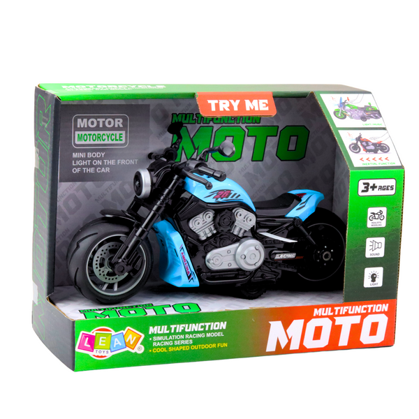 Batteriebetriebenes Spielzeug-Motorrad mit Motor, Lichtern und Geräuschen, Blau