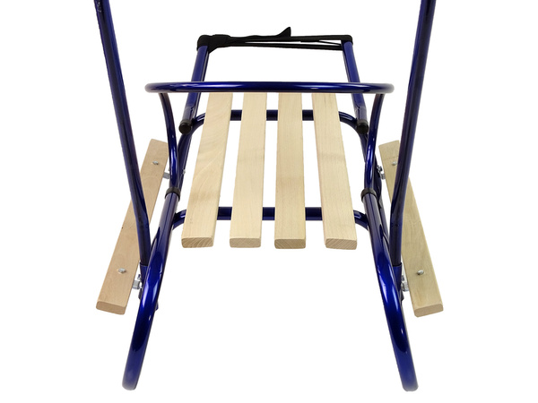 Metal Sled with Push Bar Backrest Strap Blue