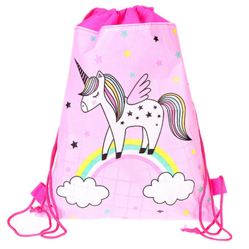 School Shoe Bag Unicorn Rainbow Gymnastics Suit Pink 35x27cm