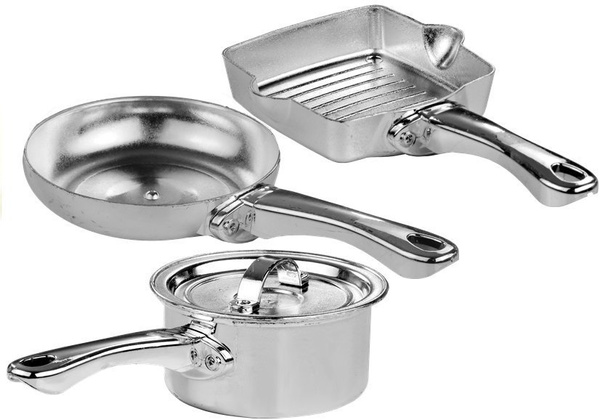 Set of Kitchen Accessories Pots Cutlery Food