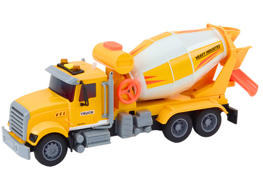 Gelber Betonmischer-LKW mit Licht- und Soundeffekten mit Reibantrieb