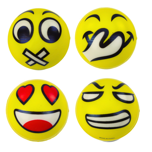 Springball, Knetschaum-Emoticon-Ball, 6 cm