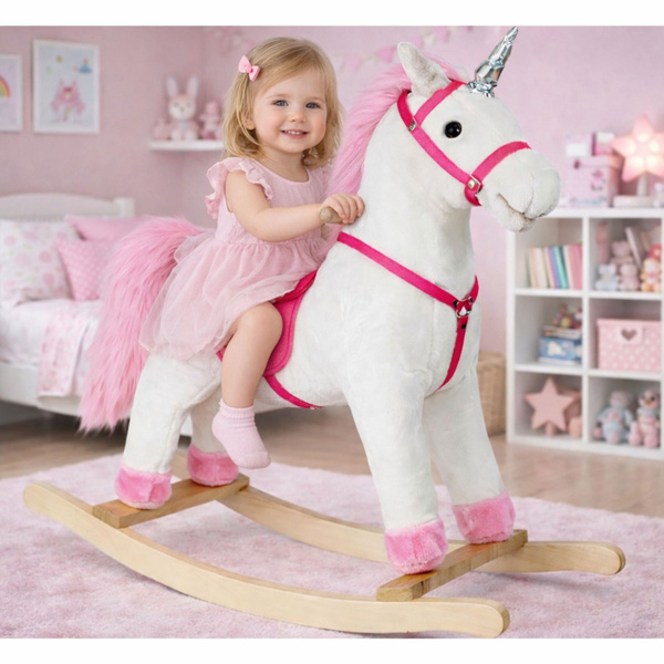 Running Horse Unicorn White Sounds Moves Snout Tail 74 cm