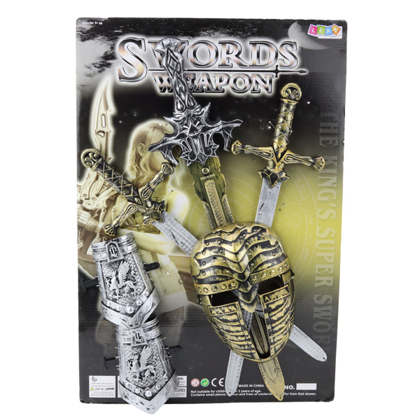 Knight Set 3 Swords Mask Protectors Realistic Decorations