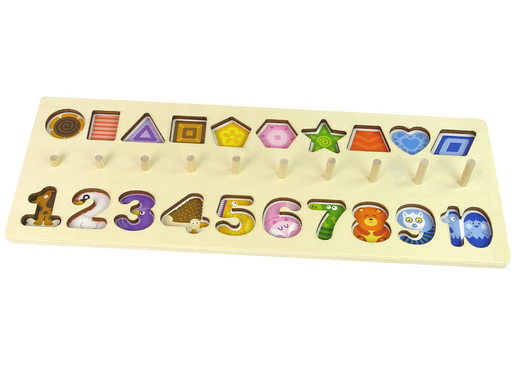Educational Wooden Board 3 in 1 Numbers Shapes