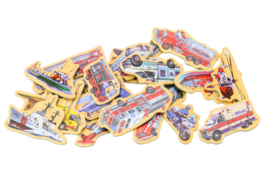 Set of Wooden Magnets Vehicles Ships Planes 20 pieces