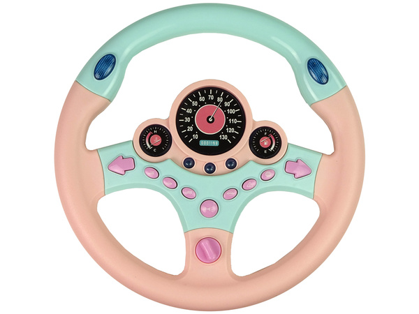 Interactive Pink Steering Wheel Driving Simulator Sounds Lights