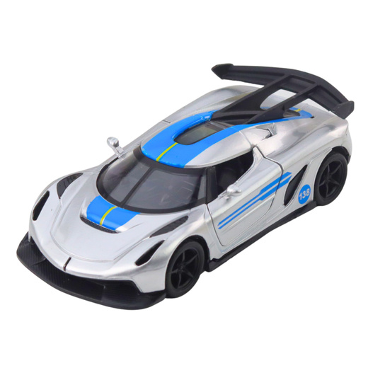 Sports Car Metal Race Drive Opening Doors Silver 1:32