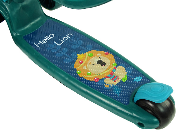 Three-wheeled balance scooter Saddle Green Music Diodes Lion