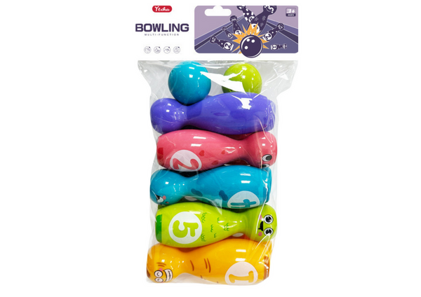 Bowling Set Smiley Balls Colored 10pcs