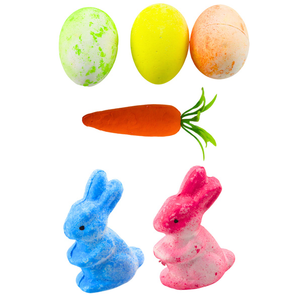 Osterdeko im Korb, Hasen, Eier, Karotten, 6 Stk