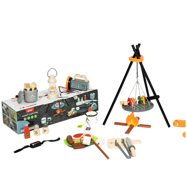 Camping-Set Lagerfeuerzubehör aus Holz 45-teilig