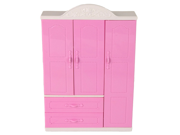 Puppe mit Garderobe Kleiderschrank Zimmermöbel Kleiderschrank Bett Zubehör