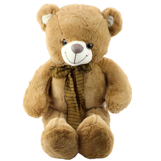 Plüsch Maskottchen Kuscheltier Teddybär mit brauner Schleife in Streifen 60cm