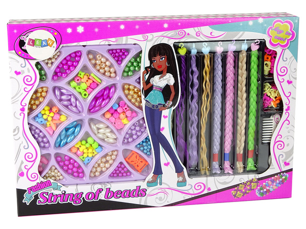 A set of beads for hair and colorful jewelry