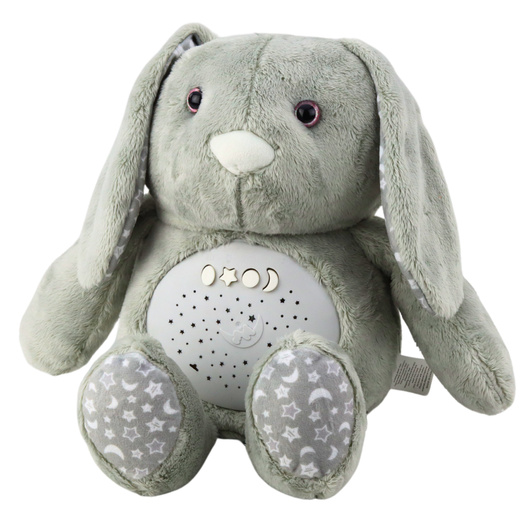 Plush Rabbit Sleeping Cuddly Toy Projector Sound Noise Gray