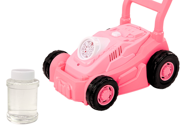 Soap Bubble Machine Lawn Mower Ride-On with Pink Handle