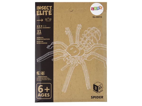 Wooden 3D Spider Puzzle Educational Combination 31 Elements