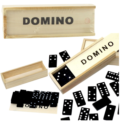 Family Logic Game Domino 32 Wooden Tiles Black