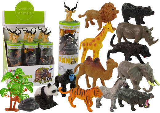 Set of 12 Wild Animal Figures Africa Accessories Tiger Lion