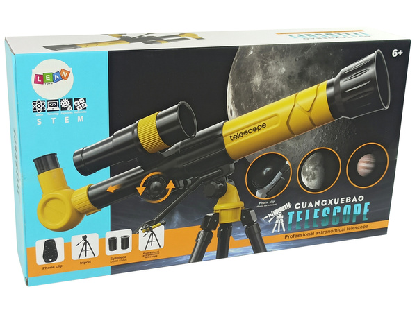 Scientific Educational Telescope With Yellow A Phone Holder