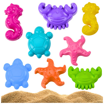 Sea Sand Molds 4 Pieces Crab Turtle Starfish Horse Yellow Green