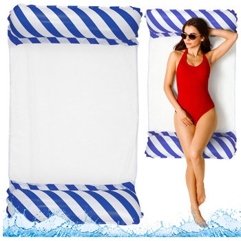 Inflatable Water Hammock Mattress Deckchair White and Navy Blue 120x70cm