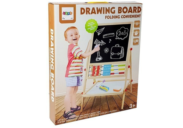 Wooden Chalk Board. Abacus. Clock, Numbers, and Magnet