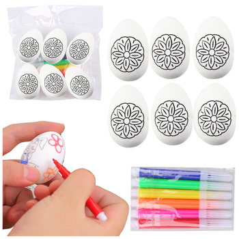 Easter Styrofoam Eggs For Painting Markers Flower Pattern A 6pcs