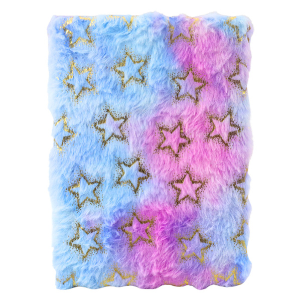 Plüsch Notizbuch Notizheft liniert Gold Sterne Pastell A5 80 Blatt