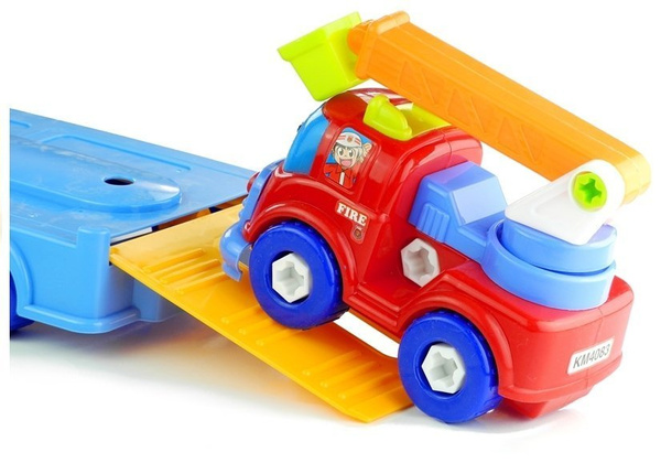 Fahrzeuge Montage Polizeiwagen Feuerwehrauto Anhänger Werkzeuge Figürchen