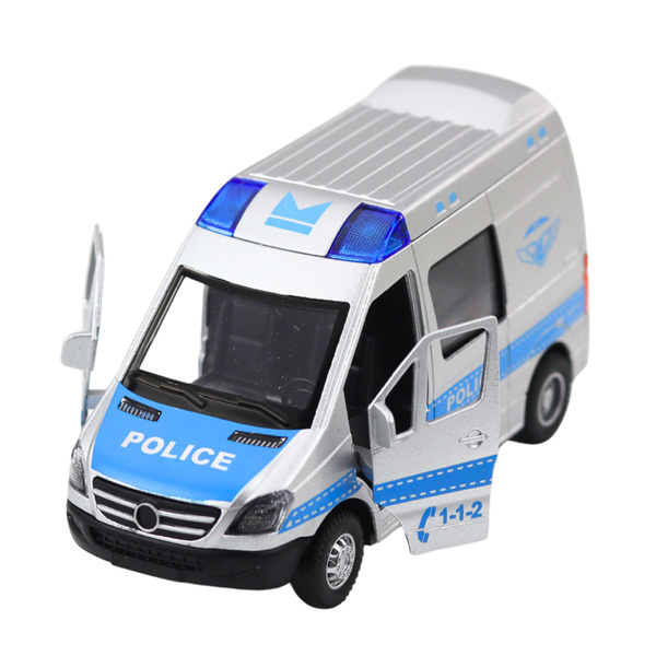 Metal Police Car with Pull Back Motor, Lights and Sounds 1:32
