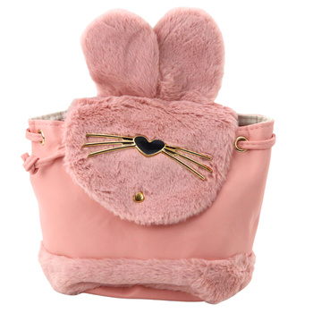 Children's Backpack Plush Ears Adjustable Strap Pink 22cm 4L