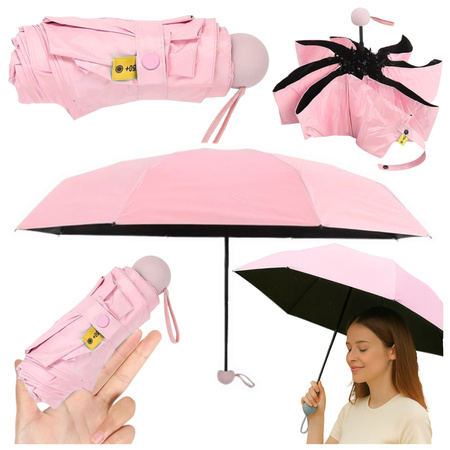 Folding Pocket Umbrella with UV Protection UPF 50+ Pink Case 90 cm