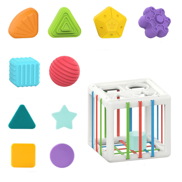 Elastic Sensory Cube Anti-Stress Sorter Rubber Blocks For Children