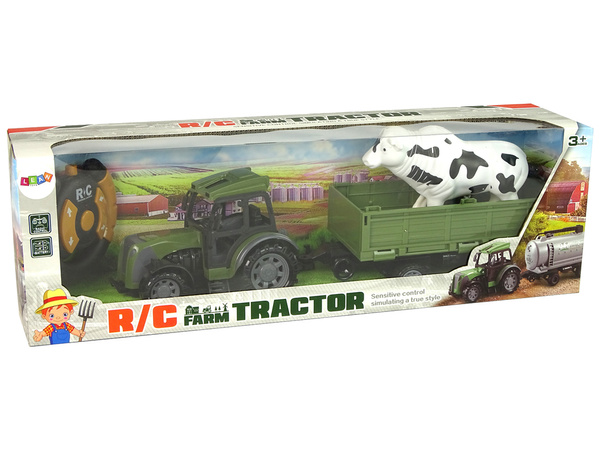 Grüner Traktor mit Anhänger Pferdefigur Fernsteuerung 2.4G
