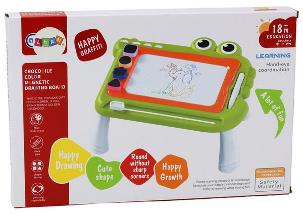 Blackboard, Drawing Table, Description, Crocodile, Green Stamps