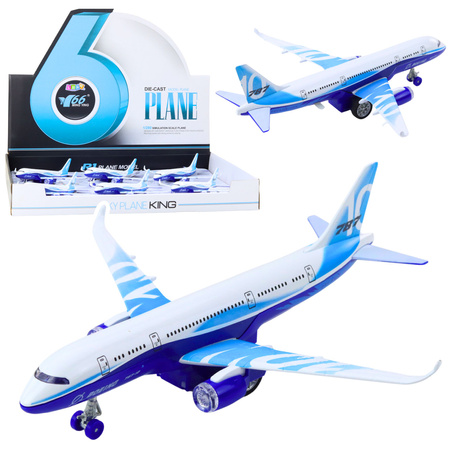 Passenger Plane with Pull Back Motor, Metal, Lights, Sounds, 23 cm