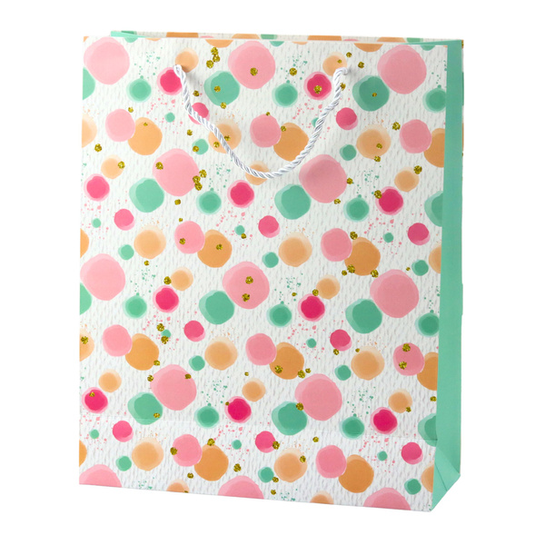 Geschenktüte mit Aquarell-Patel-Punkten, 32 × 26 × 10 cm
