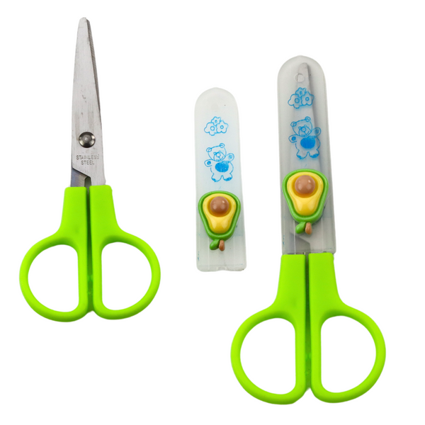 Two-handed school scissors with safety cap Mix 12cm