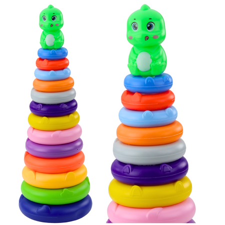 Pyramid Tower Dinosaur Colorful 13 Wheels 45 x 15.5 x 15.5 cm
