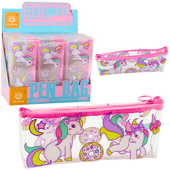 Pencil Case School Kit Transparent Donut Unicorns 20 x 8.5 x 4cm