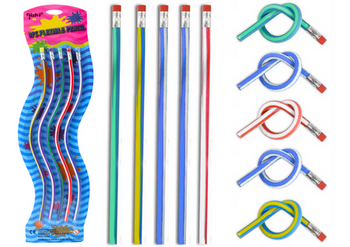 Flexible Pencil with Eraser Soft Bendable 5 Pieces 30cm
