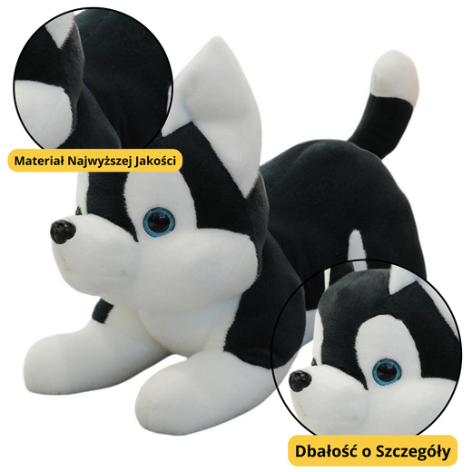 Plush Mascot Husky Dog Black and White 30cm